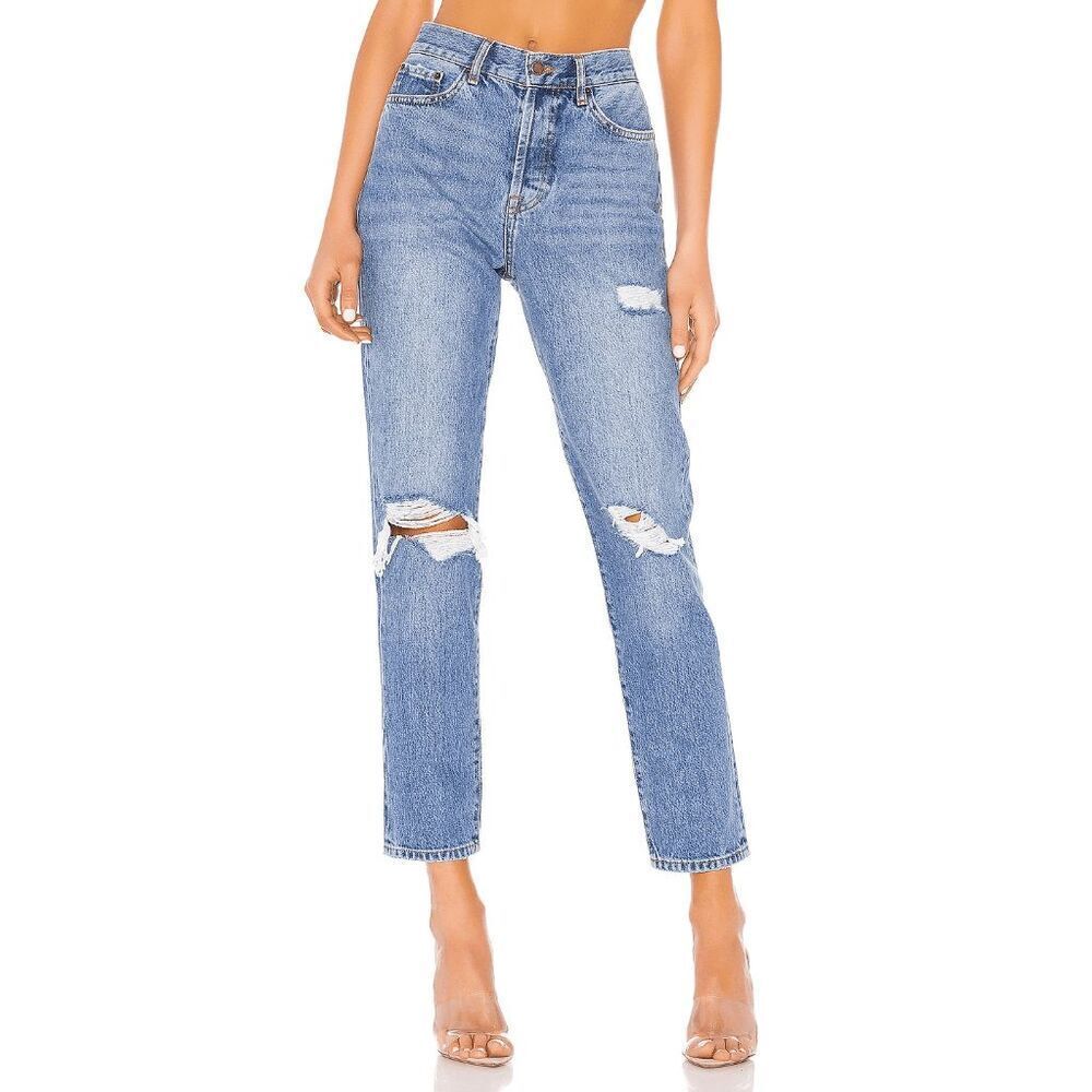 Anine Bing Light Blue Distressed Cropped Jeans